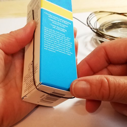 Debbie Blair's Beaded Wire Bird Pendant - , Contemporary Wire Jewelry, Forging, Forging Jewelry, Jewelry Forging, Lashing, Wire Lashing, Beads,  wrap the wire across the bottom of the object